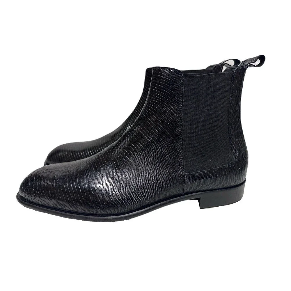 NEW Donald Pliner Roscoe Mens Size 11 Pull-On Black Snake Embossed Chelsea Boots